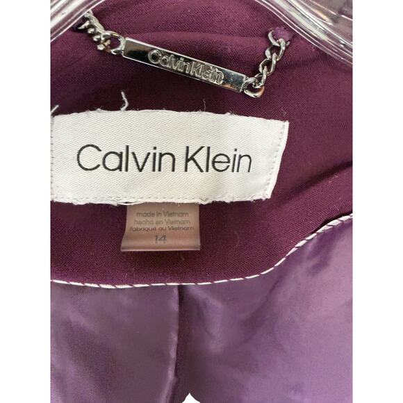 Calvin Klein Blazer Women's Burgundy Open Front Office Work Career Size 14 - Picture 2 of 9